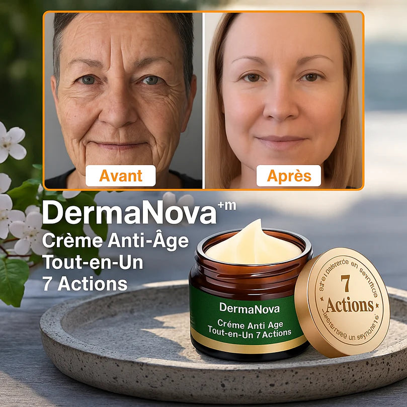 DermaNova™ Crème Anti-Âge Tout-en-Un 7 Actions | Lisse rides, taches et rougeurs en seulement 7 jours!