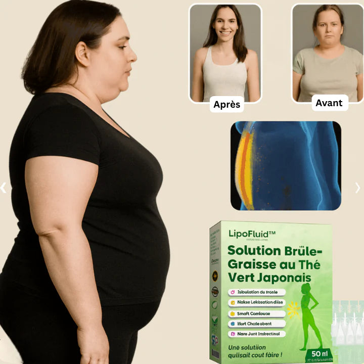 LipoFluid™ Solution Brûle-Graisse au Thé Vert Japonais | Dissout 5 kg de graisse abdominale en 7 jours — sans régime ni sport!