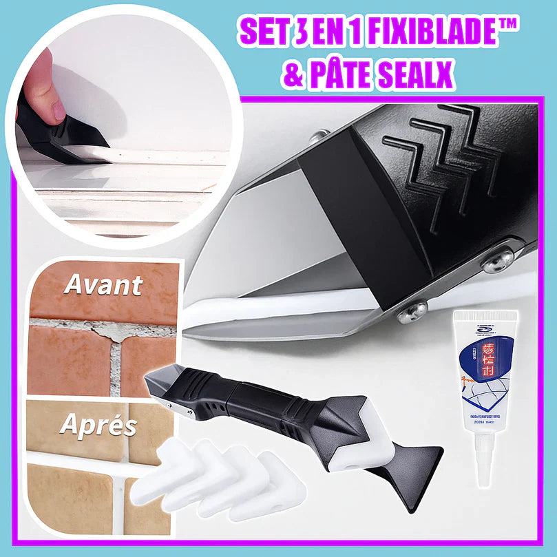 FixiBlade™ Outil Multifonction & Pâte SealX | Répare, gratte et lisse toutes surfaces comme un pro, en un seul geste!