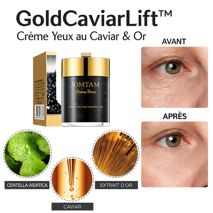GoldCaviarLift™ Crème Yeux au Caviar & Or | Lisse les rides et lifte le regard en 5 minutes!