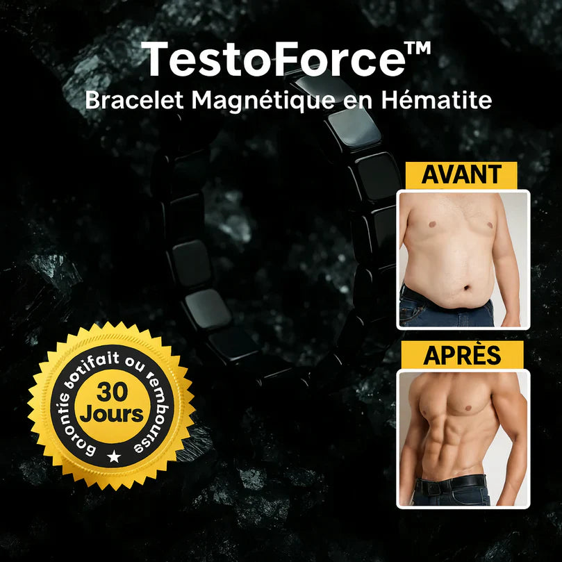 TestoForce™ Bracelet Magnétique en Hématite | Boost ton taux de testostérone de +92 % en 7 jours seulement!