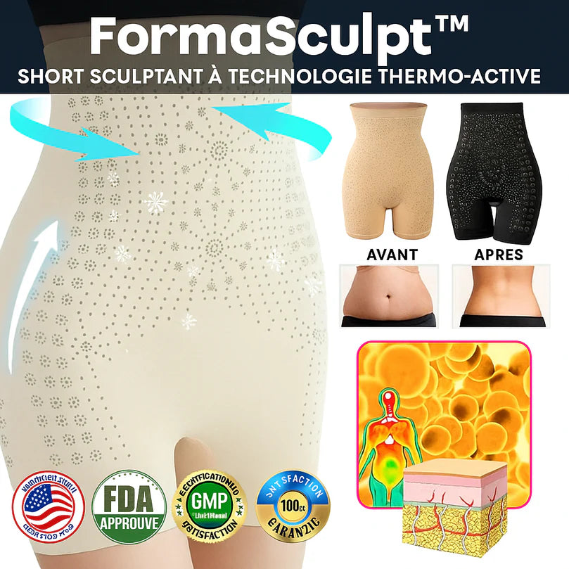 FormaSculpt™ Short Sculptant à Technologie Thermo-Active | Redessine votre silhouette et lisse la cellulite en 7 jours!