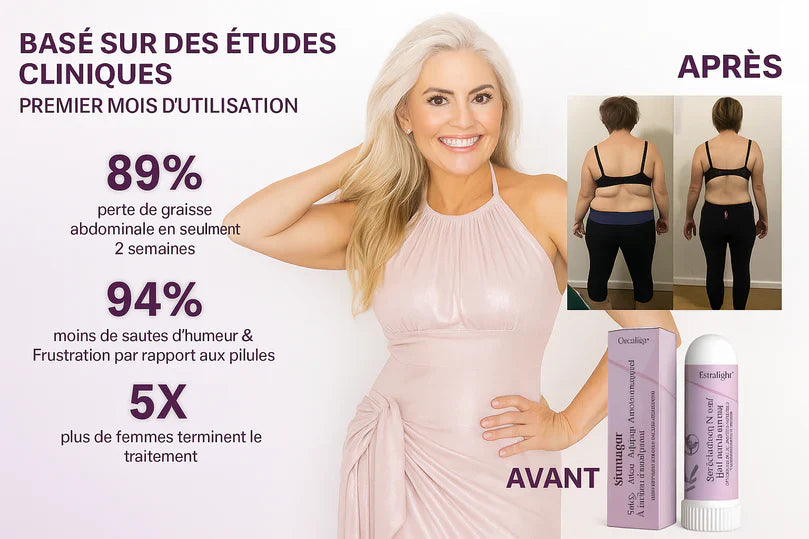 Estralight™ Stick Nasal Anti-Ménopause | Stoppe les bouffées de chaleur et fond la graisse abdominale dès la première inhalation!