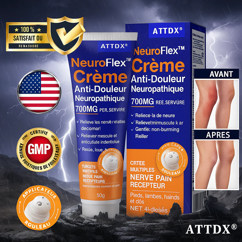 NeuroFlex™ Crème Anti-Douleur Neuropathique | Apaise les nerfs enflammés et supprime les douleurs chroniques en 10 minutes!