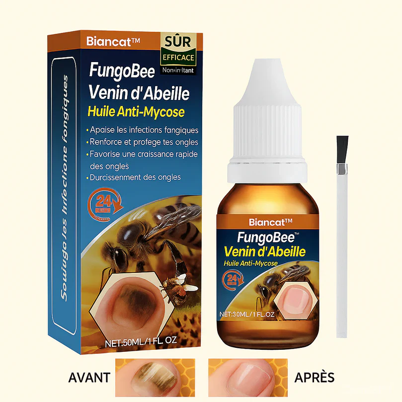 FungoBee™ Huile Anti-Mycose au Venin d’Abeille | Élimine champignons et ongles jaunes en 7 jours!