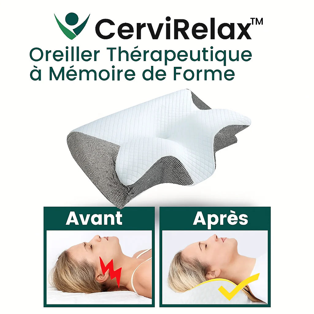 CerviRelax™ Oreiller Thérapeutique à Mémoire de Forme | Soulage les douleurs cervicales et améliore votre sommeil dès la première nuit!
