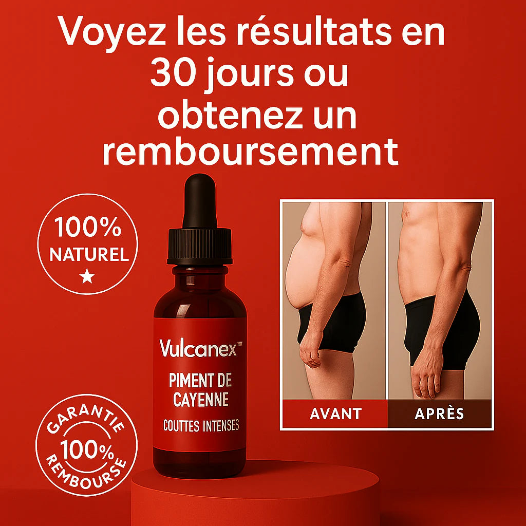 Vulcanex™ Gouttes Intenses au Piment de Cayenne | Retrouvez une érection en 3 minutes!