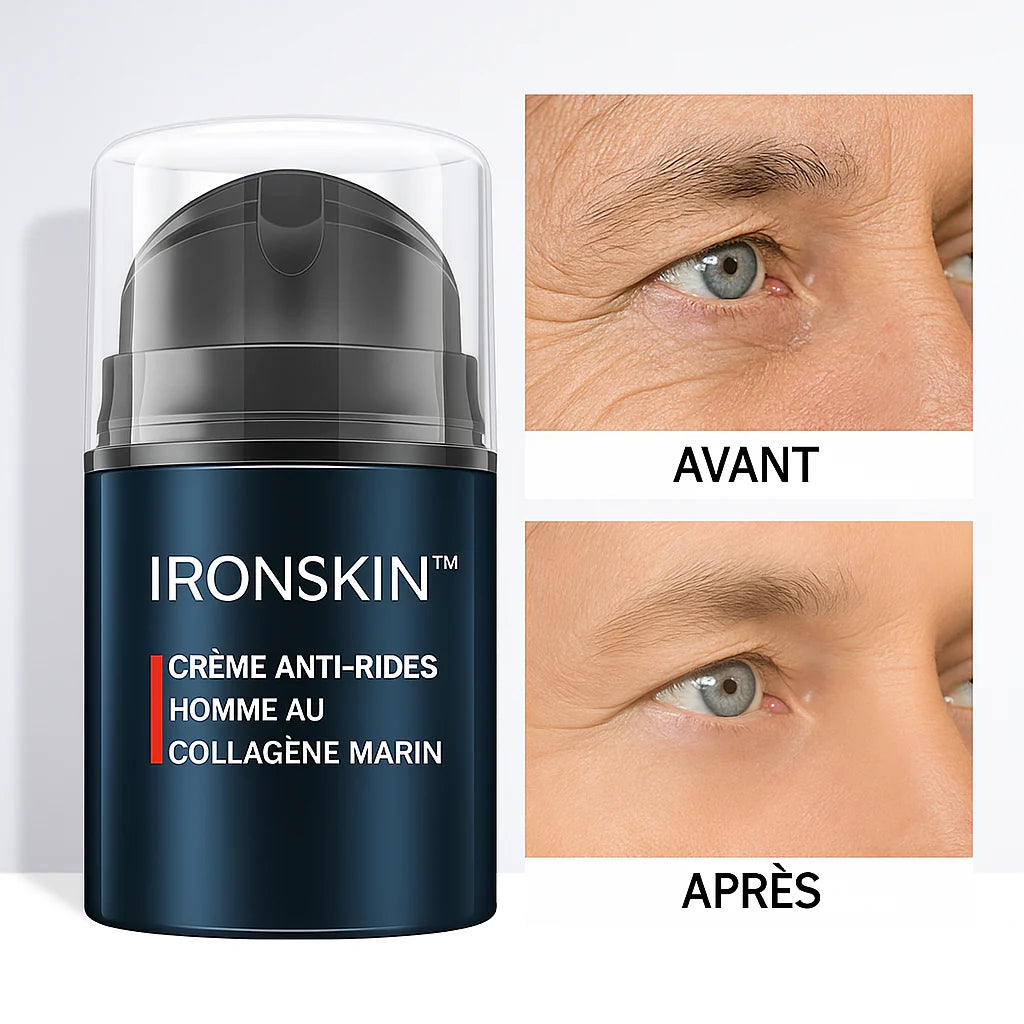 IronSkin™ Crème Anti-Rides Homme au Collagène Marin | Rajeunit la peau en 7 minutes chrono!