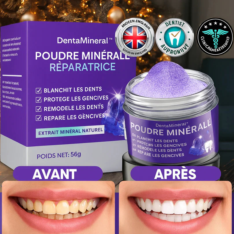 DentaMineral™ Poudre Minérale Réparatrice | Restaure l’Émail et Blanchit les Dents en 3 Jours!