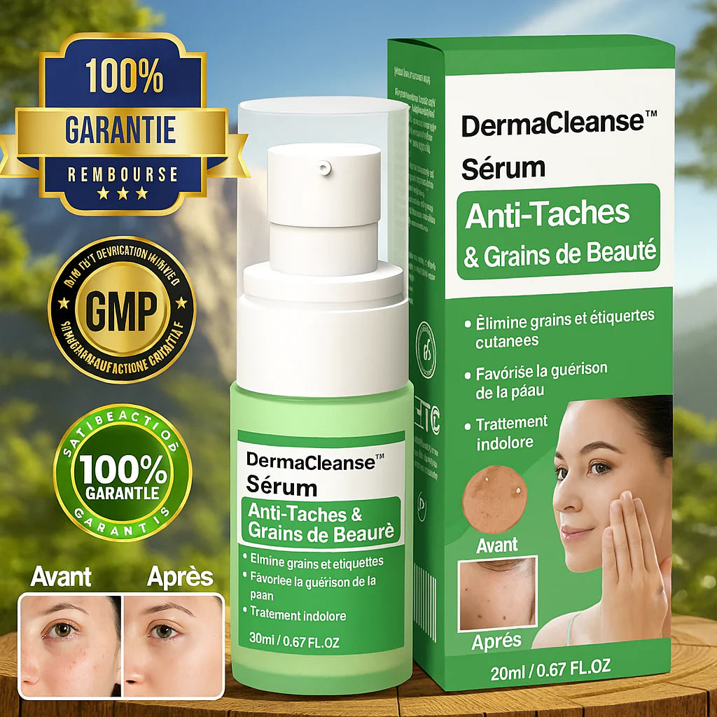 DermaCleanse™ Sérum Anti-Taches & Grains de Beauté | Élimine jusqu’à 95 % des imperfections en 3 jours!
