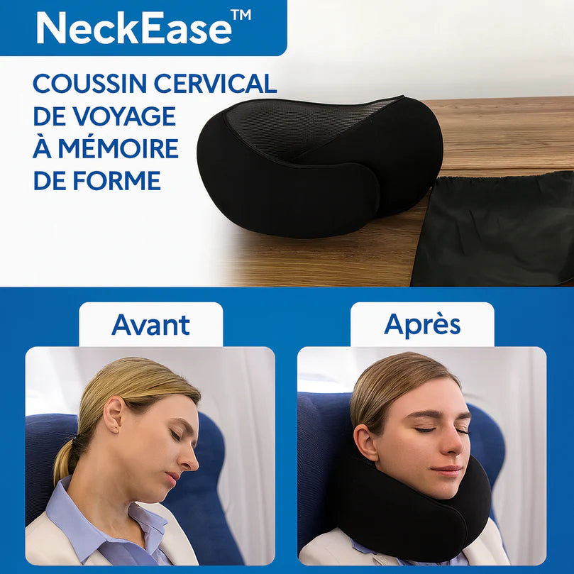 NeckEase™ Coussin Cervical de Voyage à Mémoire de Forme | Élimine les douleurs de nuque et favorise le sommeil en avion dès la première utilisation!
