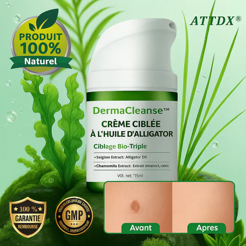 DermaCleanse™ Crème Ciblée à l’Huile d’Alligator | Élimine Taches Brunes et Grains de Beauté en 7 Jours!